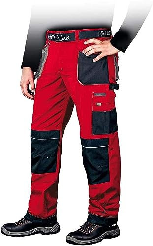 Leber&Hollman LH-FMN-T_CBS50 - Pantaloni di protezione, taglia 50, colore: Rosso/Nero/Grigio