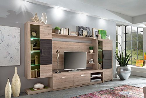 trendteam smart living Ensemble Meuble TV Coruna Claire Rugueux, Touchwood Décor LxHxP 320x189x40 cm, Autre, Chêne Marron