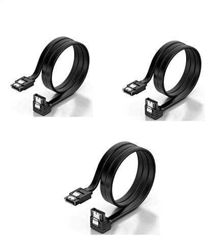 KUYIA SATA Cable III, Straight to 90 Degree Right Angled 6Gbps Data Leads,Sata3 HDD Cord Metal Clip Type L Connector Compatible Up to Serial ATA/ 600 40CM