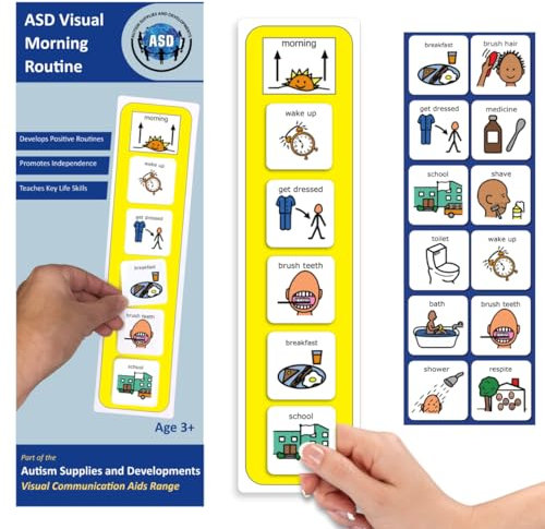 Autism Supplies & Developments- Boardmaker Picture Communication Symbols PCS horario Rutina de la mañana Visual de plástico (Español), Color inglés, Small (Autism Supplies and Developments Am_EN)