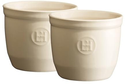 Emile Henry Eh024008 Le N°8 Set de 2 Ramequins Céramique Beige Argile 7,5 X 7 cm