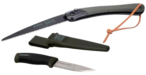 Bahco 9 Laplander Folding Saw & Knife Combination, Includes 396-LAP Saw and 2446-LAP Knife with Rust-Proof Blade, Perfect Grip, and Belt Holster for Bushcraft, Camping, and Outdoor Utility Tasks