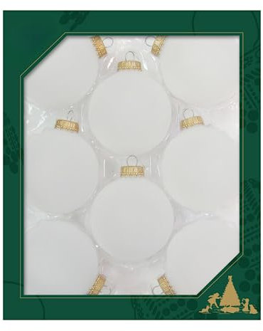 Dekohelden24 Lauschaer Christbaumschmuck - 8er Set Kugeln geeist, 6,7 cm, mit goldenem Krönchen + 50 Schnellaufhänger in Gold GRATIS zu Ihrer Bestellung dazu !