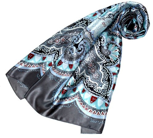 LORENZO CANA lyx dam sidenduk uppspänd tryck duk 100 % siden 90 x 90 cm harmoniska färger damhandduk omställning 89078