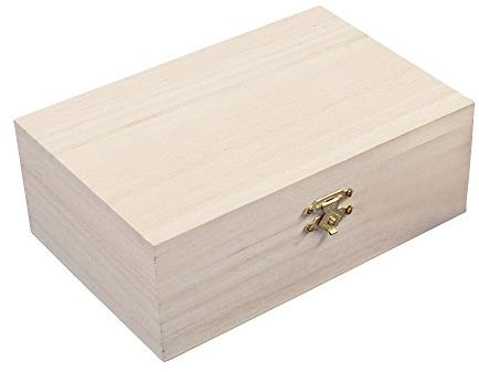 Rayher 62295000 Holz Schatulle, 15 x 10 x 5,5 cm, Holzbox mit Deckel und Schnappverschluss, Holzkiste FSC zertifiziert, Aufbewahrungsbox zum Bemalen