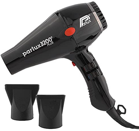 Parlux 3200 Plus Hair Dryer in Black. Lightweight Compact 1900W Dryer with Ultra High Tech Ionic Technology. Salon Favourite with 2 Speed Settings & 3 Heat Controls Plus Cool Shot Button.