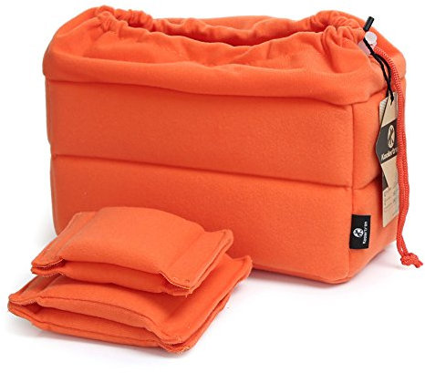 Koolertron Padded DSLR Camera Insert Shockproof Camera Bag Insert Camera Partition Protective Bag Compatible with Sony Nikon DSLR Shot Or Flash Light (Orange)
