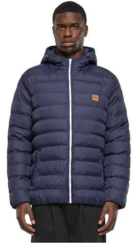 Giacca Invernale da Uomo con Cappuccio, Calda e Trapuntata, Piumino Adatto anche alle Mezze Stagioni Colore: Blu/Bianco/Blu, Taglia: L