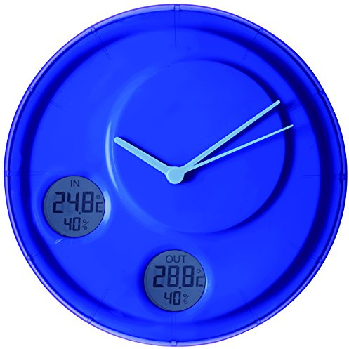 Lexon Flow Wall Clock In/Out Temperature + Humidity blue