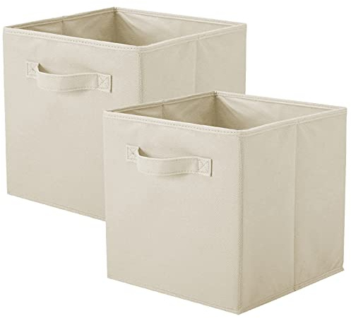 ShellKingdom Storage Bins, Foldable Fabric Storage Cubes And Cloth Storage Organizer Drawer For Closet And Toys Storage,2 Pack (Beige)