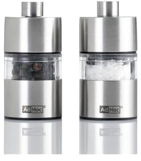 Adhoc Mp31 Set 2 Mini Moulins à Épices 6 cm, Acier Brossé