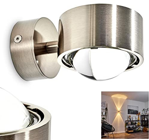 Wandlampe Sapri - Effektlampe mit zwei gegenüberliegenden Licht-Kegeln - verchromte Metall-Leuchte für das Wohnzimmer - das Esszimmer oder die Küche mit hochwertigem Glas-Schirm - ohne Leuchtmittel