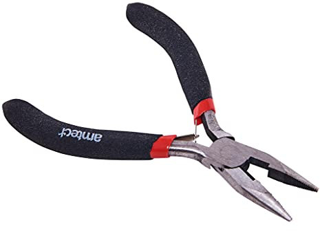 Amtech B3186 Mini Long Nose Plier with Spring, Black Silver & Red, 15cm