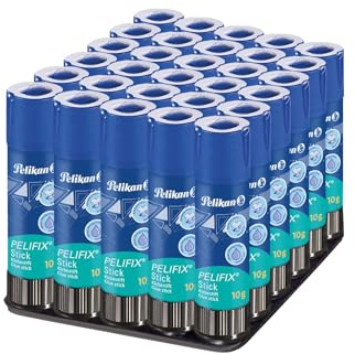 Pelikan Pelifix, Colla Stick 10g, Colla Trasparente, Senza Solventi, Lavabile, Sicura per i Bambini, per la Scuola, Lavoretti, Carta Cartoncino e Fotografie, Confezione da 30 Pezzi