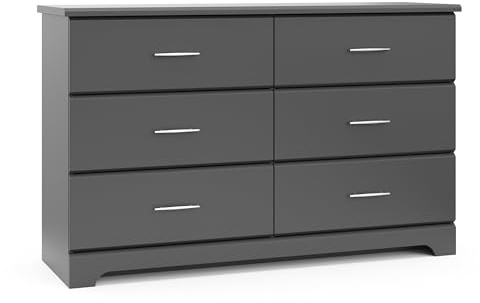Storkcraft Brookside 6-Drawer Dresser (Gray) – GREENGUARD Gold Certified, Gray Dresser for Bedroom, Kids & Nursery Storage Chest, Safety Interlocking Drawers, Pre-Installed Tracks, Kids Chest