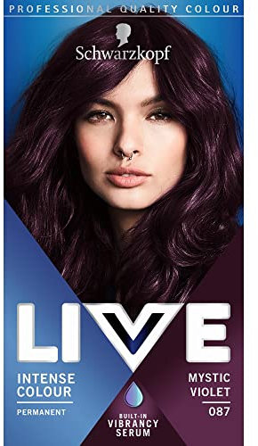 Schwarzkopf LIVE Intense Colour, Long Lasting Permanent Purple Hair Dye, With Built-In Vibrancy Serum, Up To 70% Grey Coverage, Mystic Violet 087