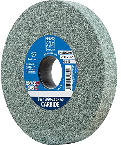 PFERD - Mola a disco, 150 x 20 x 32 mm, Carbide, granulometria 60, carburo di silicio, 39008570 per la lavorazione di materiali duri, con bussole di riduzione integrate 25/20/16 mm