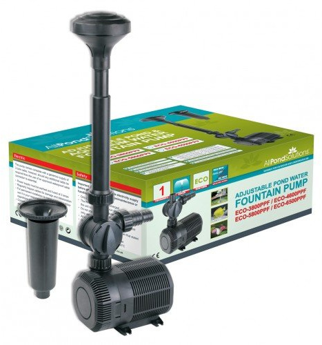 AllPondSolutions ECO-5800PPF Pond Pump Submersible with Fountain Attachment for Outdoor Garden – Adjustable Flow 5800 Litre/Hour Flow Rate