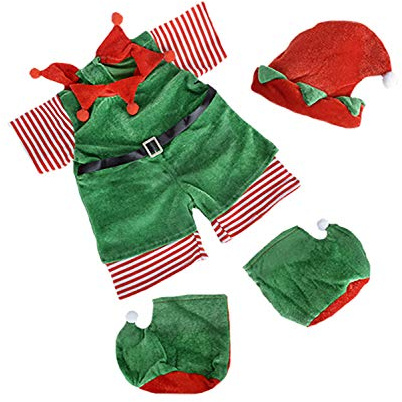 Christmas Elf Teddy Bear Clothes Outfit Fits Most 14-18 Build-a-Bear and Make Your Own Stuffed Animals