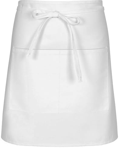 SUNRISE Kitchen Supply White Half Bistro Apron 19 L By 27 W