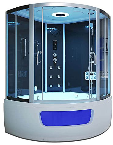 HOME DELUXE - Doccia a vapore EXCLUSIO - nera, dimensioni: 130 x 130 x 215 cm - inclusa radio, doccia a pioggia e accessori completi I sauna a vapore, vasca da bagno, idromassaggio, doccia