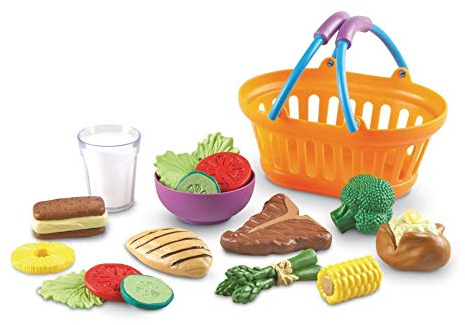 Learning Resources New Sprouts Dinner Food Basket - 18 Pieces, Ages 18+ Months, Pretend Play Food for Toddlers, Preschool Kitchen for Kids