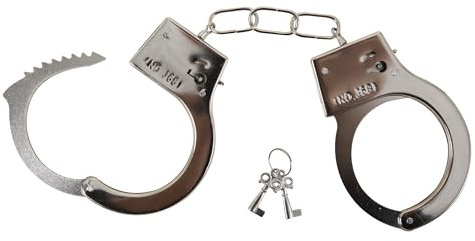 P'tit Clown - 23020 - Fausses Menottes de Policier - Accessoire Déguisement Policier, Officier de Police, Militaire - Pour Compléter Tenue Carnaval, Cosplay, Fête Costumée