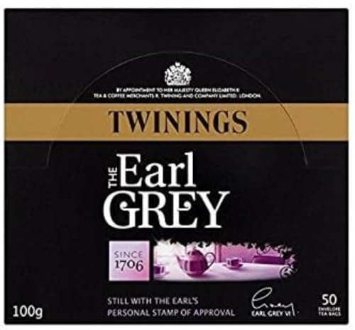 Twinings Earl Grey Tea Enveloped Tea Bags, 6 Boxes of 50 Individually Wrapped Tea Bags
