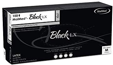 BLACK LX Latex Handsch. PF Gr.XL unsteril 100St. by Maimed