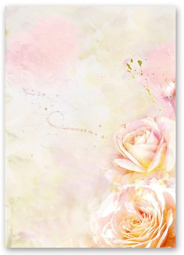 Motivpapper brevpapper rosblommor 100 ark DIN A4 90 g/m²