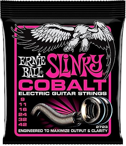Ernie Ball Super Slinky Cobalt Electric Guitar Strings, 9-42 Gauge (P02723)