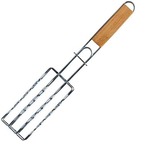 BEST SPORTING Bratwürstchenwender Wurstwender I Gemüse Griller I 8 x 19 (44,5 mit Griff) I Grillwender I Grillkorb I Grill I Grill-Zubehör Fischgriller I BBQ Set I Grillhalter I Grillgutwender
