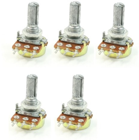 sourcingmap B50K 50K Ohm Adjustment Single Linear Rotary Taper Potentiometer 5 Pcs