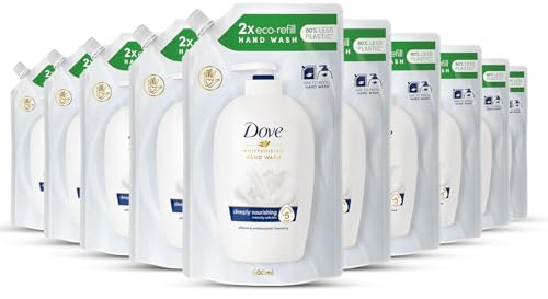Dove, Sapone Liquido Mani, Ricarica Sapone Liquido Mani, Go Fresh, Rimuove con Efficacia Sporco e Batteri, con +5 Agenti Idratanti, Formula 99% Biodegradabile, 10 pezzi da 500ml