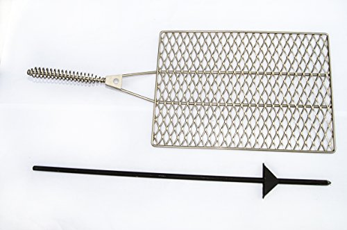 Heavy Duty Large Campfire Grill, Fully Adjustable Swiveling BBQ with long handle, Lifetime Durability, Perfect for Fire pits and rings. Easily portable for camping. Made in USA (15x21)