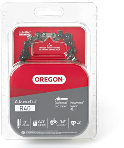 Oregon Chainsaw Chain for 10 Bar, 3/8 LP, .043 Gauge, 40 Drive Links