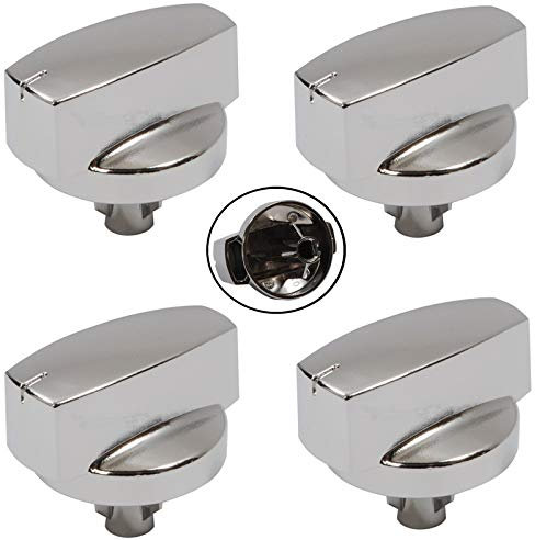 Genuine Belling 444445412 444445413 1000DF Oven Cooker Knob Function Control Switch (Silver/Chrome, Pack of 4 Knobs)