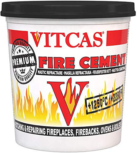 VITCAS Ciment réfractaire Noir 2 kg - Excellente adhérence - Ignifuge - Se transforme en Roche - Patch et réparation - Temps de réparation Rapide - Joint hermétique - Facile à Utiliser - Résistant