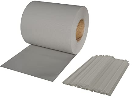 jarolift PVC Strisce Frangivista per Recinzione, Impermeabile, Frangivento, Incluse 25 Clip di Fissaggio, Rotolo 40 m x 19 cm, Grigio