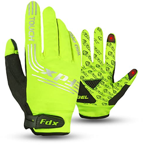 FDX Vollfinger-Fahrradhandschuhe für den Winter, atmungsaktiv, wasserabweisend, Winddicht, stoßfeste Gel-gepolsterte Handflächen, Touchscreen, rutschfest, Thermo warme, für Herren und Damen