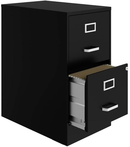 Hirsh 22 Deep 2 Drawer Metal File Cabinet with Ball Bearing Slides Black