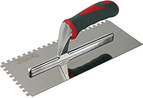 Faithfull Soft-Grip Notched Floor/Wall Tile Trowel for Applying Adhesive, Stainless Steel Blade 280 x 115mm (11 x 4.5) - 6mm Notch