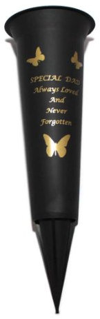 David Fischhoff - Florero funerario con estaca y texto en inglés, plástico, 1 pack