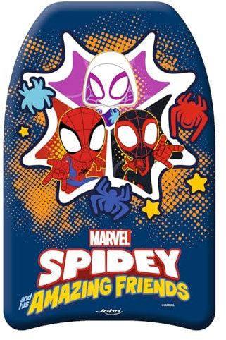 John 79226 Spiderman Spider Schwimmbrett Schwimmhilfe für Kinder, blau gelb, 43 x 32 x 3,5 cm