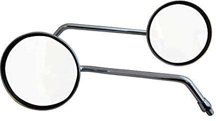 Round Motorbike Mirrors Retro Chrome 10cm Diameter, M10 clockwise thread | Easy Fit, Rear Side View, M10 10mm Clockwise Threads