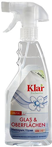 Klar eco Sensitive Glas & Oberflächen Reiniger 3 x 500ml, ohne Duft, für eine streifenfreie Reinigung, vegan