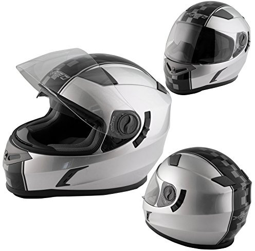 A-Pro Integralhelm Motorradhelm Rollerhelm Innensonnenblende Helm Silber XS