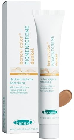 benevi Pigmentcreme 20 ml zum gezielten Abdecken von Rötungen, Pickeln, Unreinheiten oder als Make Up Ersatz. Kaschiert zuverlässig erweiterte und rote Äderchen bei Couperose & Rosacea (dunkel)