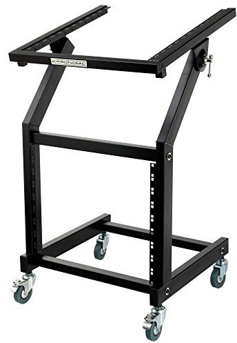 Pronomic MXS-600 mobiler Rack Wagen mit 21 Höheneinheiten und Rollen (Maschinenwagen für 19 Geräte, 12+9HE, neigbarer Einbaurahmen) Schwarz
