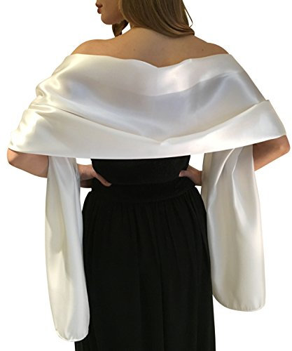 Central Chic Seiden-Schultertuch, für Hochzeiten, Stola, Pashmina-Schal für Braut, Brautjungfern in Elfenbein, Weiß, Schwarz, Blau, Silber, Gold, Rosa, Grau, Grün Gr. bis 3 Monate, elfenbeinfarben